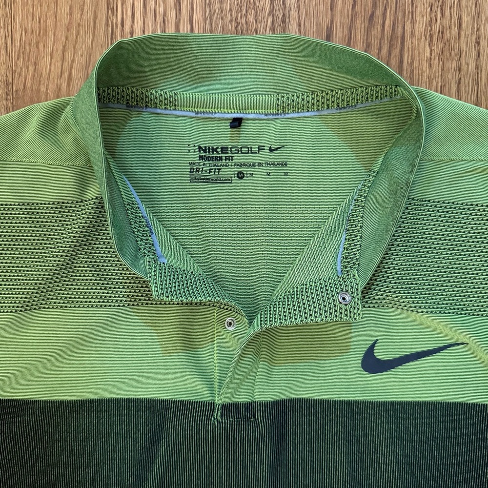 Nike Men's Lime and Dark Green Polo Shirt - Picture 2 of 3